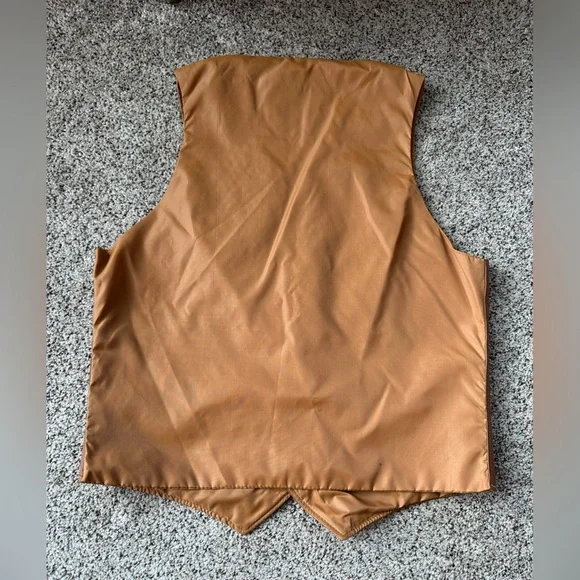 Vintage 70s lightweight  brown leather vest.  Sears brand, men’s size 40 regular - Picture 2 of 13